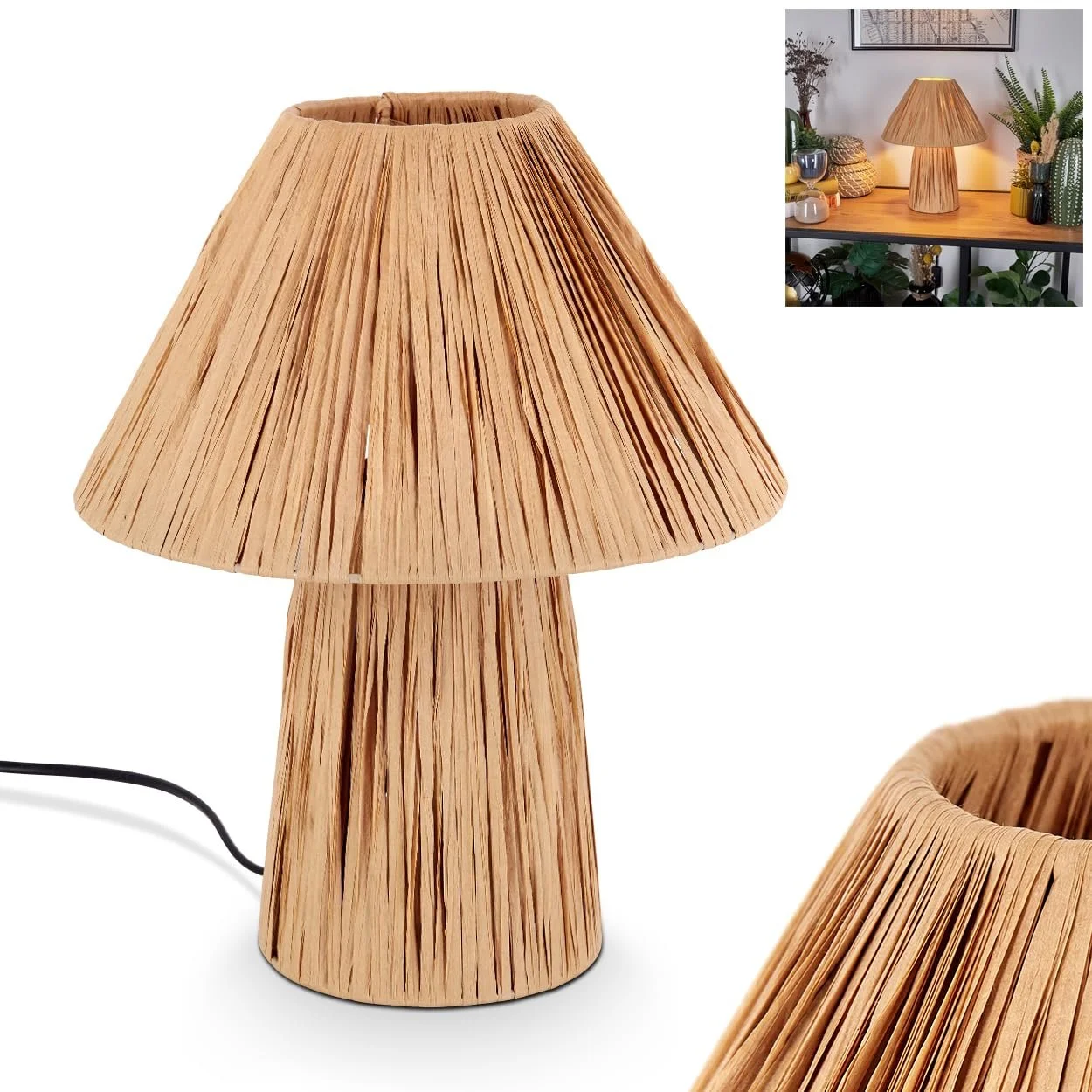 Настільна лампа Paiol Метал / Папір Паперовий плафон 24 см Висота 29.5 см 1 x E14 Бежевий / Натуральний, фото №1