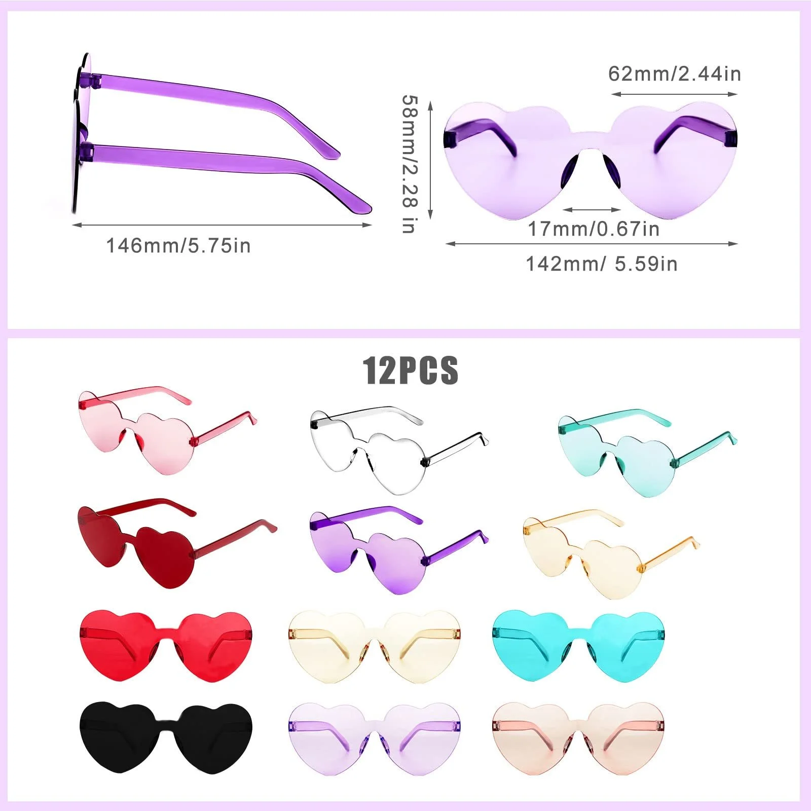 Солнцезащитные очки в форме сердца KINBOM, 12 цветов, фото №2 Солнцезащитные очки в форме сердца KINBOM, 12 цветов, фото №2
