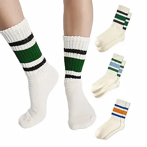 Шкарпетки Crew Жіночі, 3 пари Ретро Шкарпеток у Смужку - Фото 1