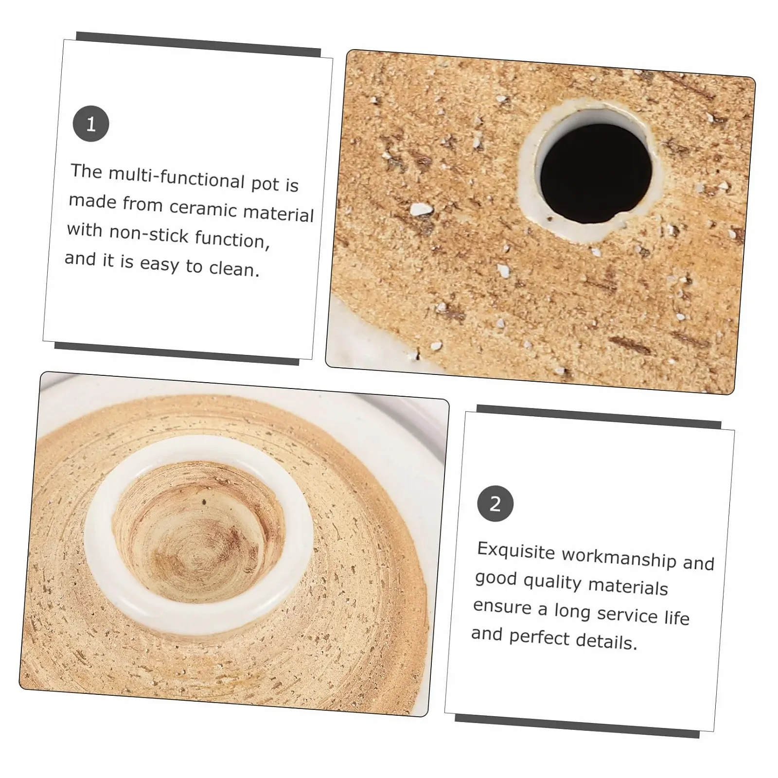 Японская керамическая кастрюля 20.3x17.5x9 см с крышкой, термостойкая, для риса и супов, фото №8