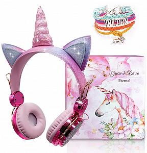 Наушники JYPS Kids Unicorn Over-Ear 85dB Limited Volume Rainbow Unicorn с микрофоном - Фото 1
