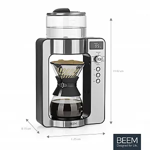 Капельная кофеварка BEEM Basic Selection 3597 POUR OVER Нержавеющая сталь Стеклянный кувшин 0.75 л Вращающаяся головка Черный Серебристый synthetic.ua - Фото 1