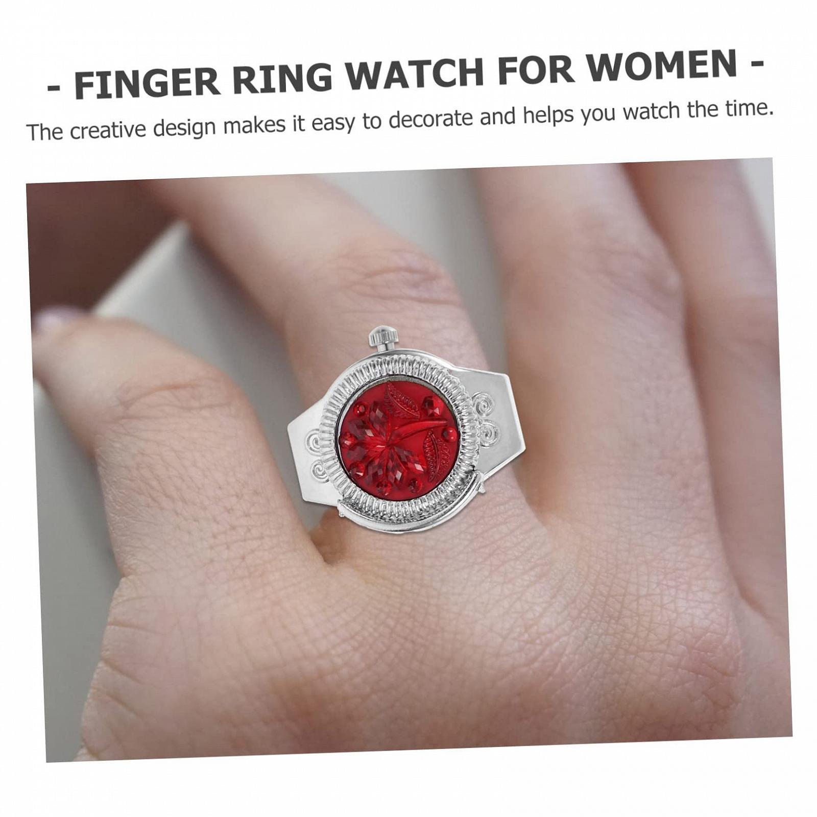 Годинник-кільце OATIPHO, золотистий з бірюзовим та червоним, фото №8