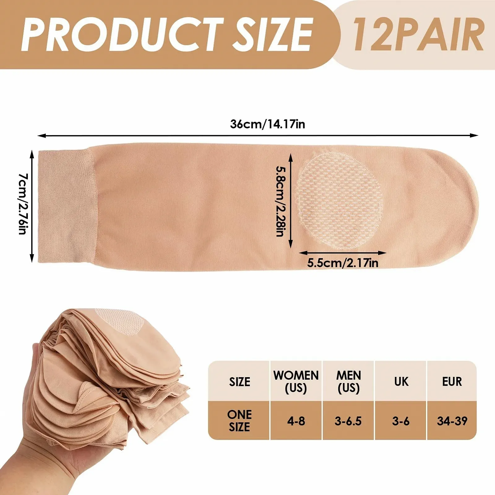 Жіночі нейлонові панчохи, 12 пар, Тонкі, фото №3