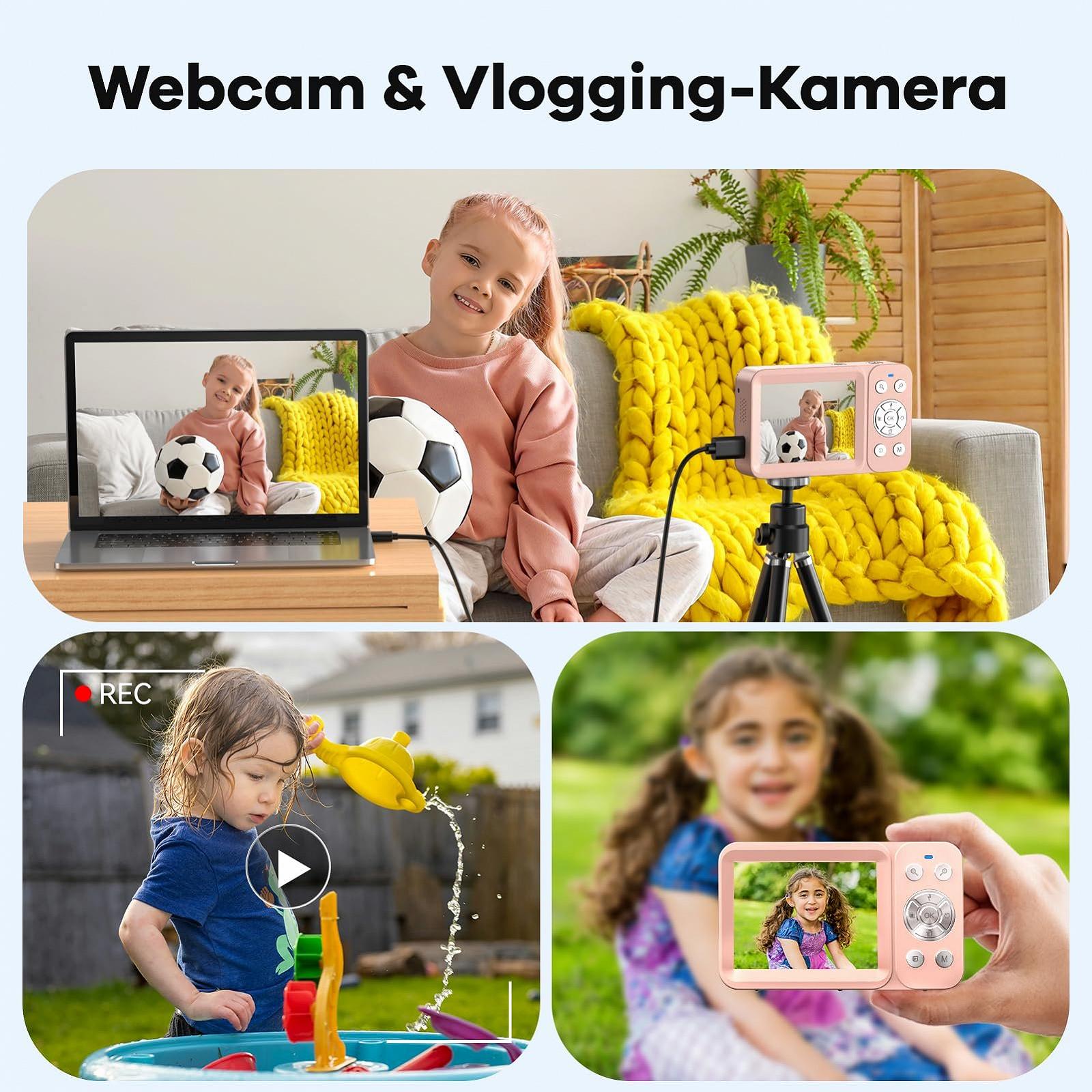 Цифровой Фотоаппарат 4K 64MP FHD для детей 18X Цифровой Зум Компактный розовый, фото №6
