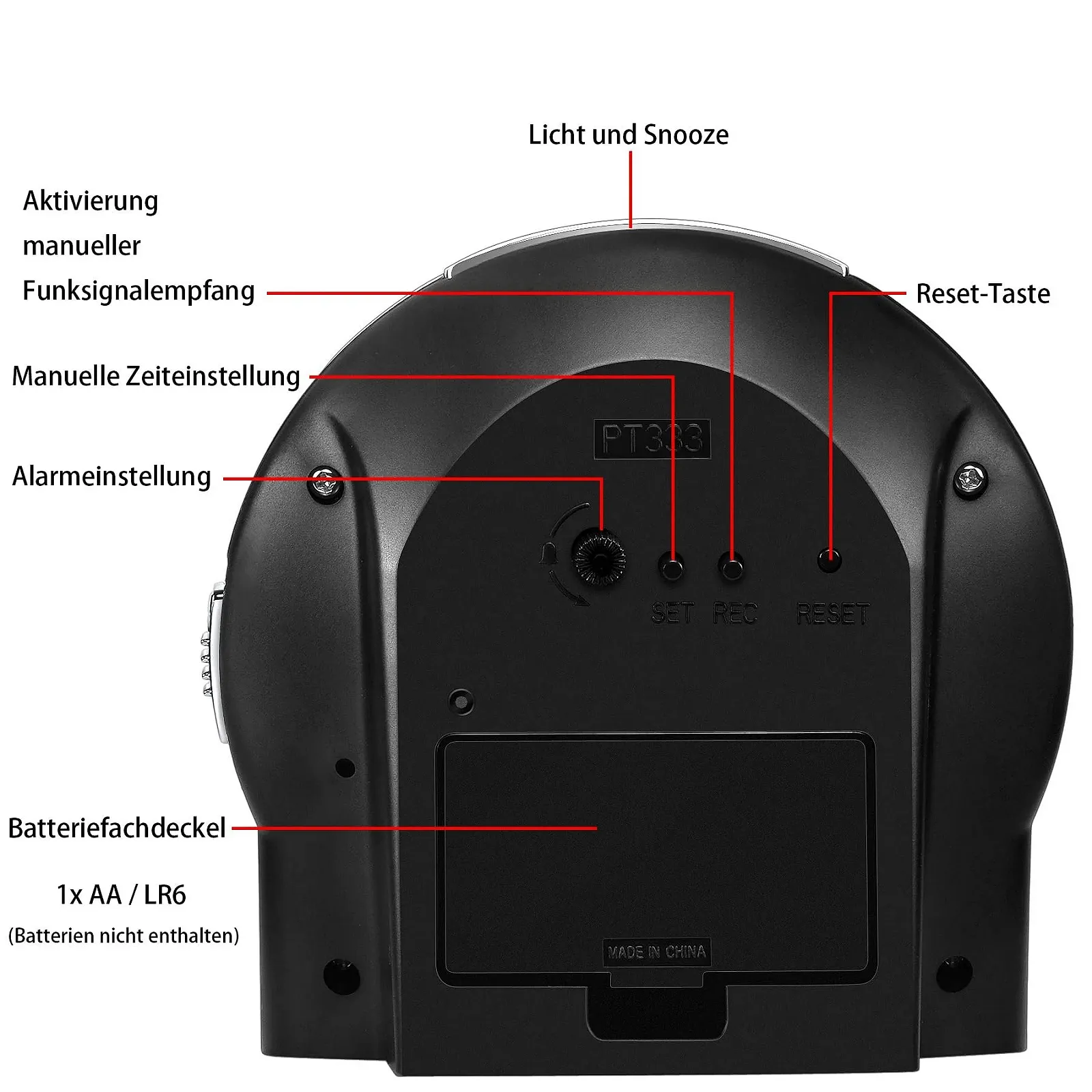 Радиоуправляемый будильник SINOIDEAS Аналоговый с Ночной Подсветкой и Функцией Повтора Сигнала Черный, фото №5 Радиоуправляемый будильник SINOIDEAS Аналоговый с Ночной Подсветкой и Функцией Повтора Сигнала Черный, фото №5