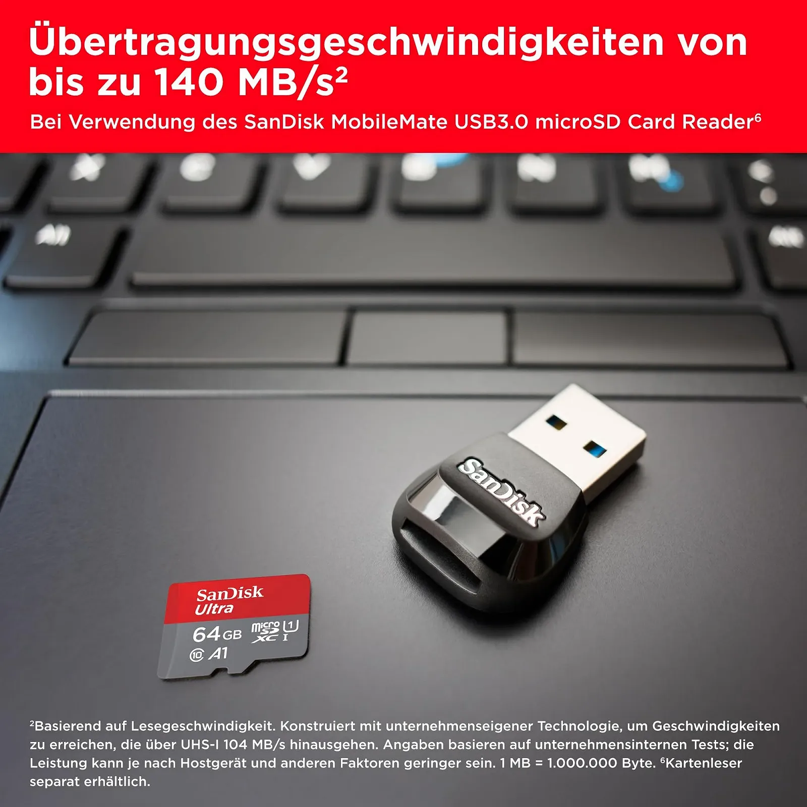 Карта памяти SanDisk Ultra Android microSDXC UHS-I 64GB + Adapter A1 Class 10 U1 140 МБ/с, фото №3 Карта памяти SanDisk Ultra Android microSDXC UHS-I 64GB + Adapter A1 Class 10 U1 140 МБ/с, фото №3