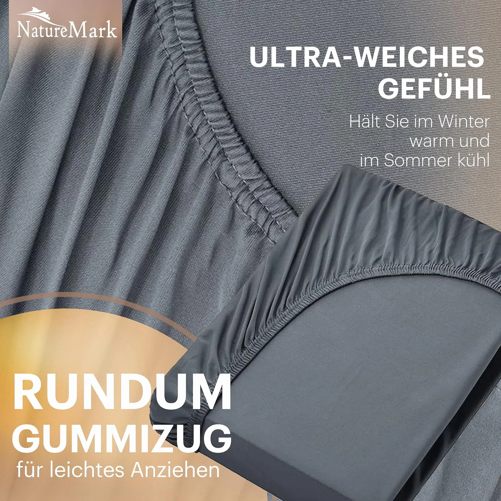Простыня на резинке NatureMark Jersey 90 x 190 см, 100 x 200 см, антрацитовый серый, 2 шт, фото №6 Простыня на резинке NatureMark Jersey 90 x 190 см, 100 x 200 см, антрацитовый серый, 2 шт, фото №6