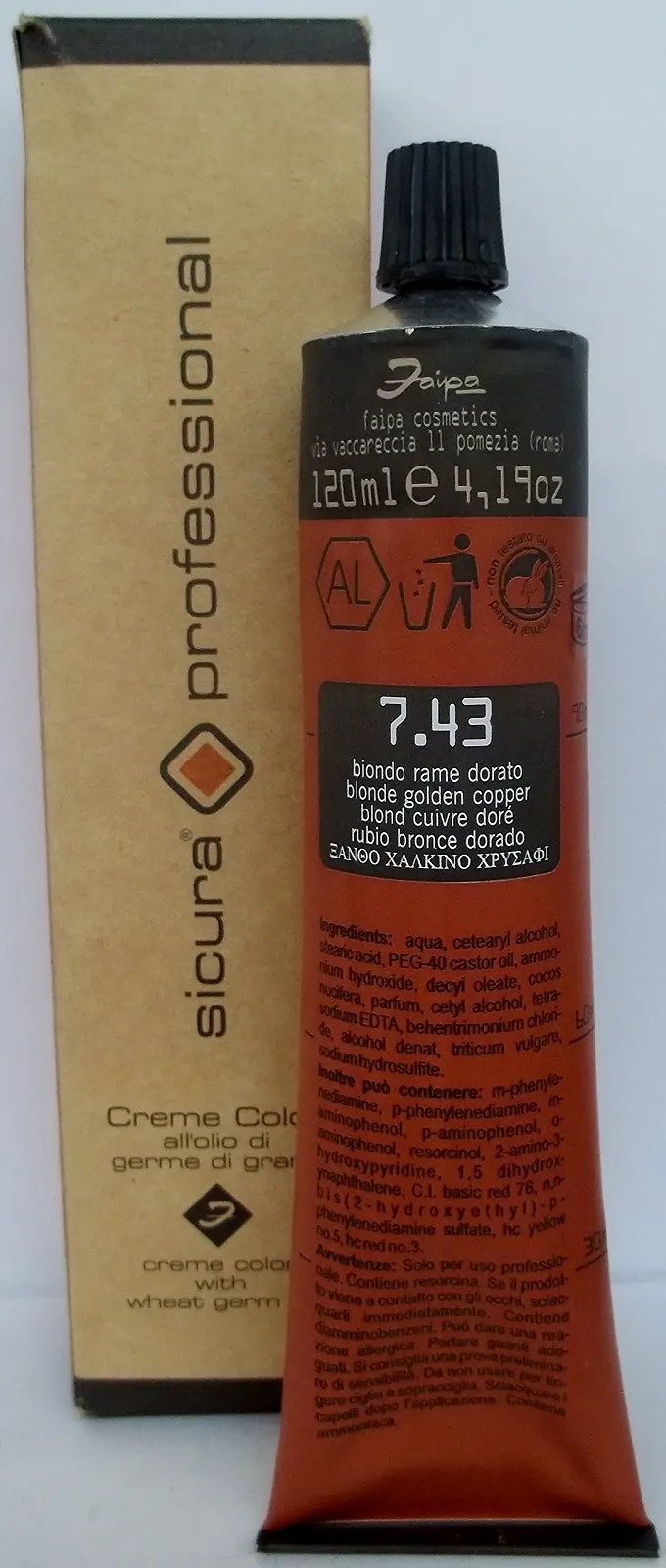 Фарба для волосся Fai Sicura Professional 120 мл 7.43, фото №4 Фарба для волосся Fai Sicura Professional 120 мл 7.43, фото №4