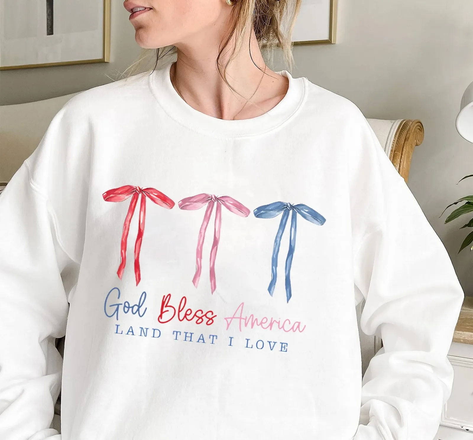 Жіноча толстовка God Bless America з милим кокетливим бантом, фото №2