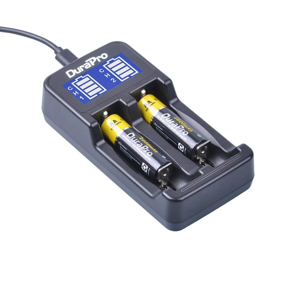 Зарядний пристрій DuraPro LCD Dual USB Intelligent для Li-Ion/NI-MH/NI-Cd 18650 18500 18490 18350 17670 17500 16340 (RCR123) 14500 AА AАA AAAA, фото №5