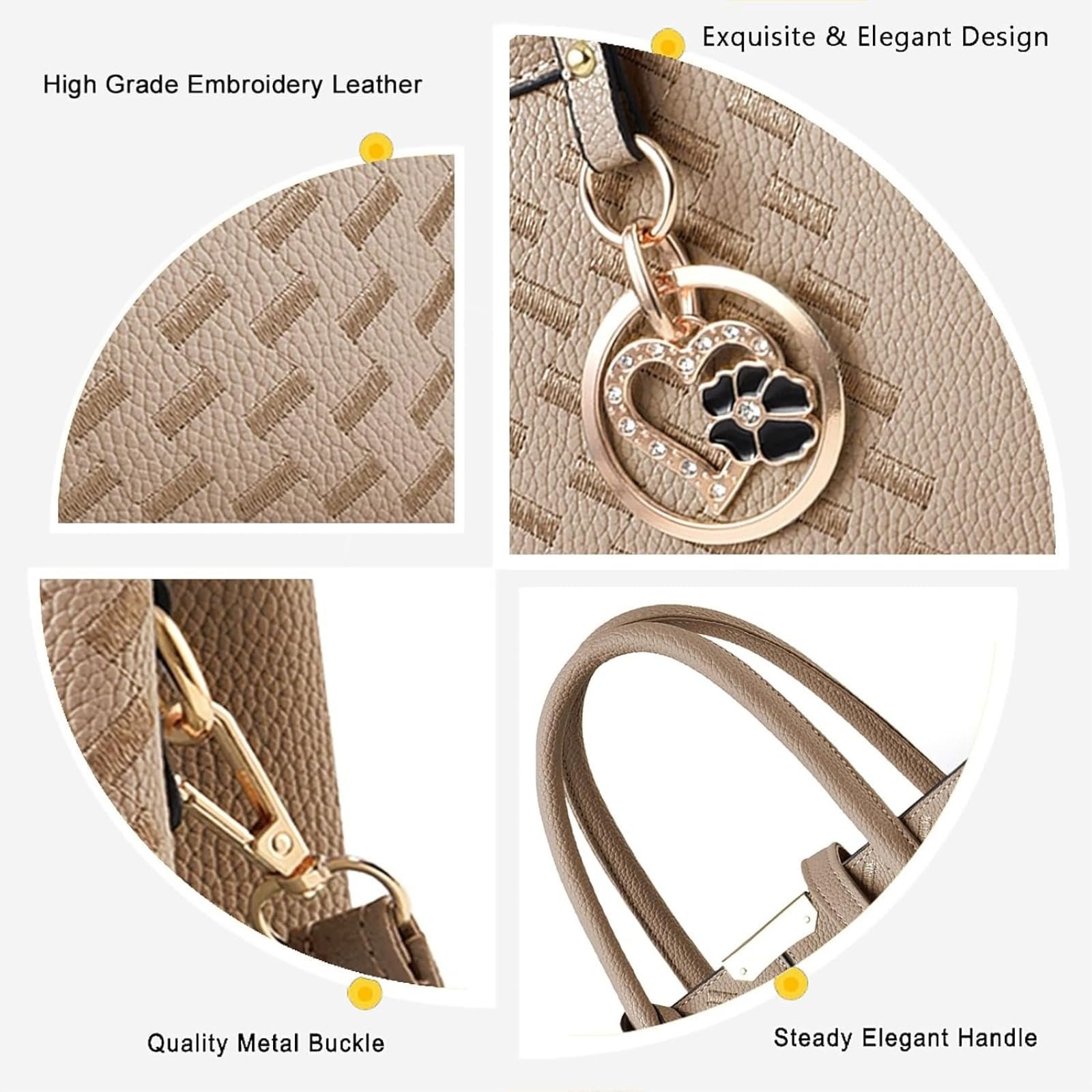 Сумка KurKur Geldbörsen und Handtaschen für Frauen Schulter Tote Bags Top Griff Umhängetasche E Khaki 2, фото №6