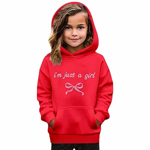 Худи для девочки с принтом банта, милый пуловер с капюшоном на шнурке, мягкий флис для повседневной одежды и активного отдыха, размер 98 synthetic.ua - Фото 1