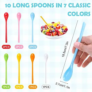 Ложки Пластиковые Длинные Разноцветные (19 см) 10 шт в упаковке synthetic.ua - Фото 1