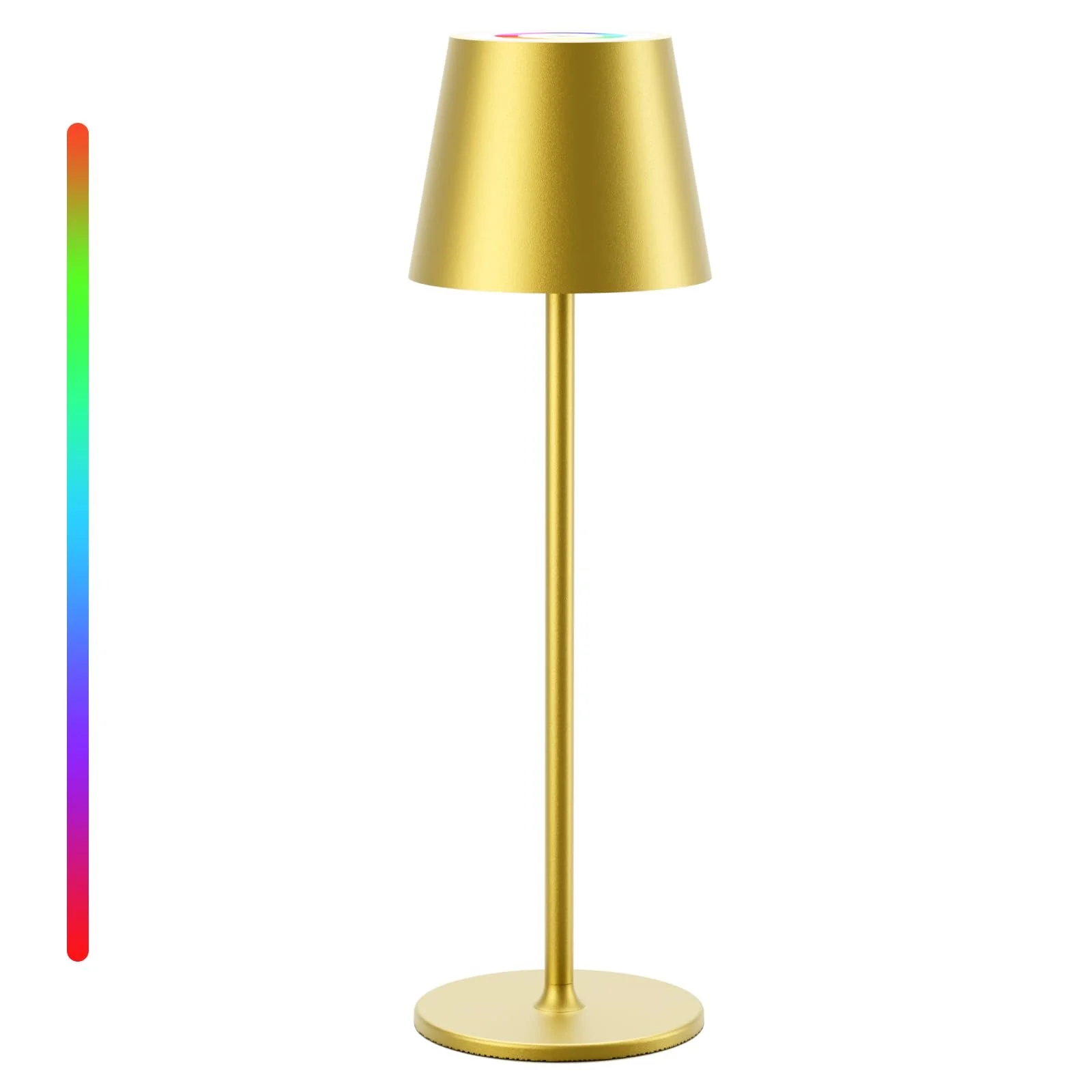 Настільна лампа Qsky Wireless Dimmable LED Battery 3000 K + RGB Алюмінієва IP54 Золотиста (1 шт.), фото №1