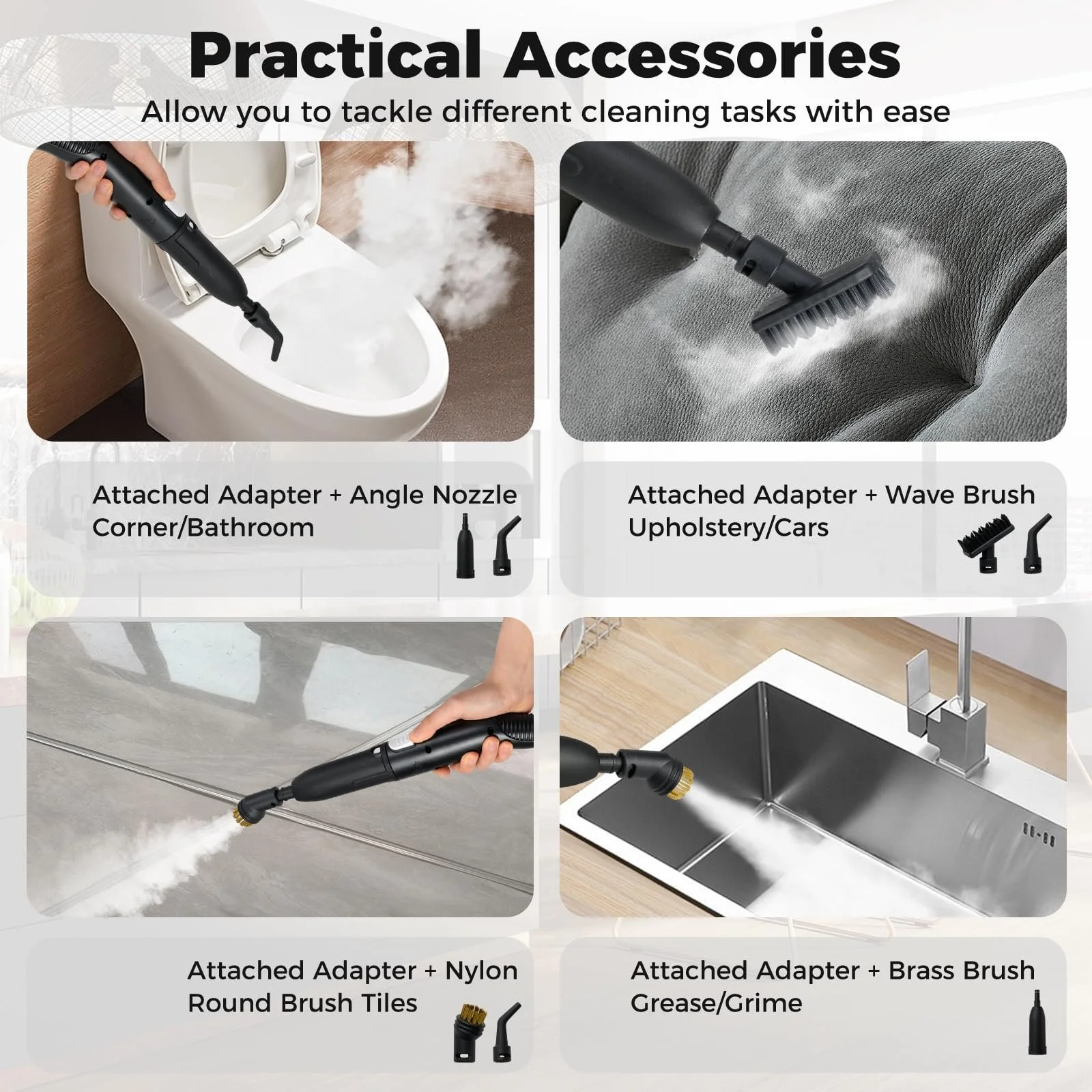 Ручной пароочиститель SOARS 11 аксессуаров 3 бар 180°C 1500 Вт 1 л Белый, фото №4