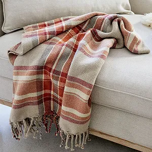 Плед Loberon Tartan Мягкий Красный/Бежевый synthetic.ua - Фото 1