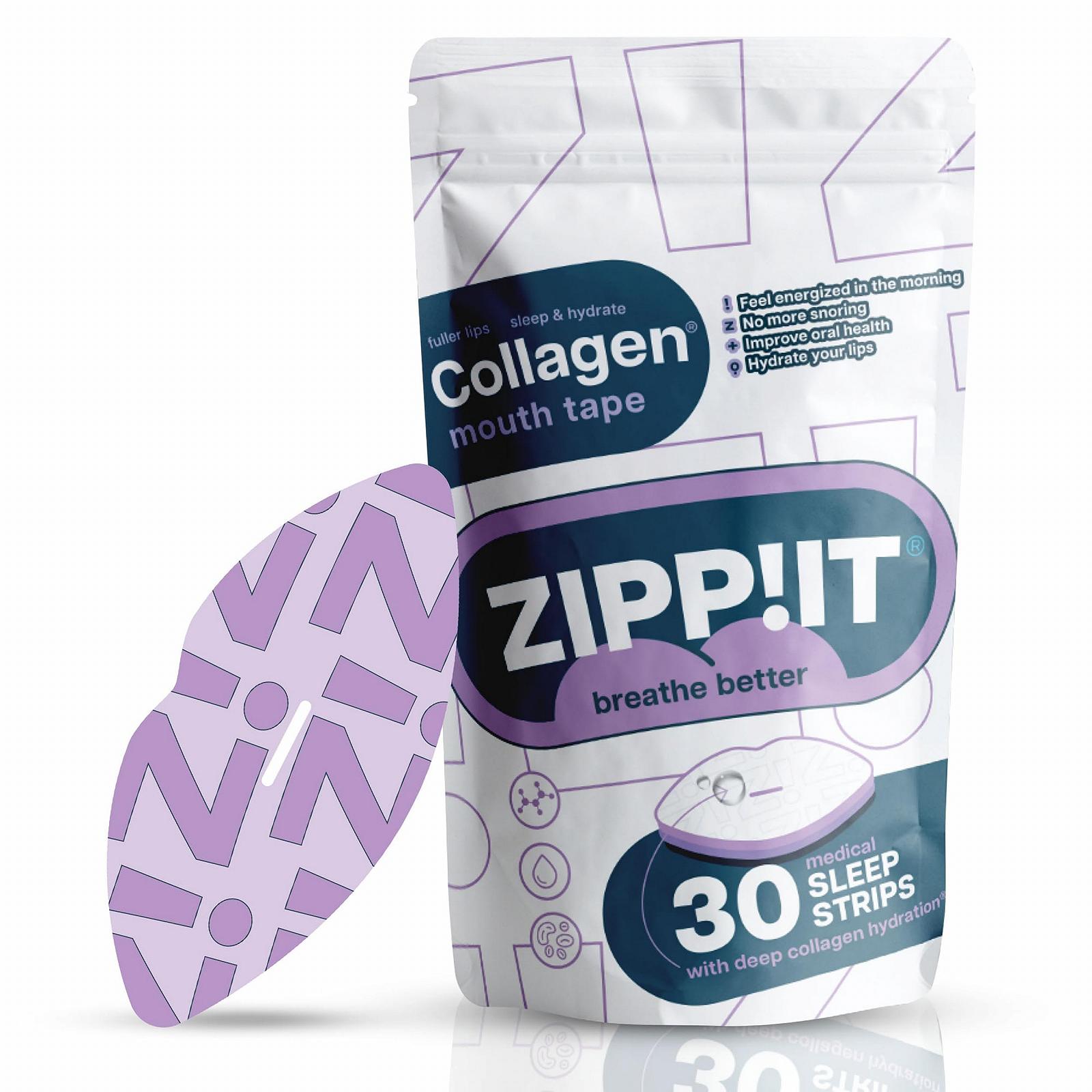 Пластыри для рта Zippit Collagen Sleep Pack 30 шт. против храпа и сухости во рту, фото №1