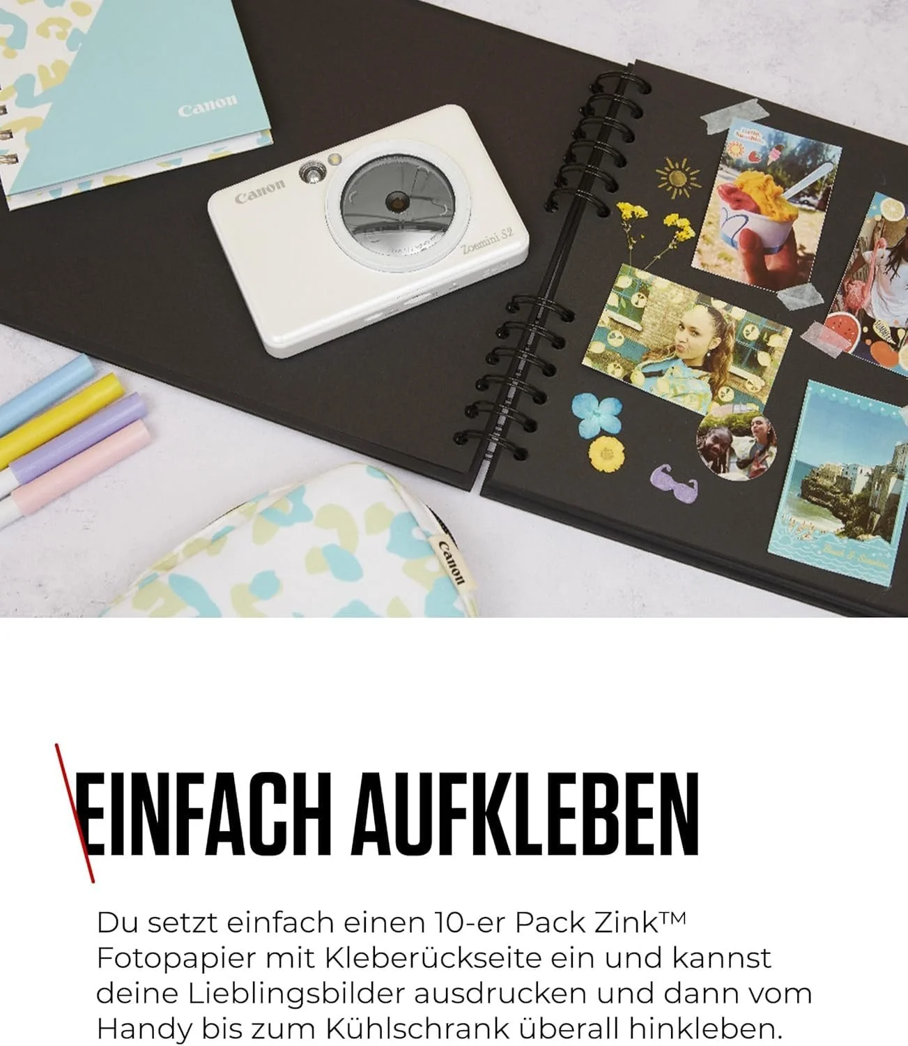 Фотокамера мгновенной печати и принтер Canon Zoemini S2 Pearl White + 10 листов Zink, фото №7