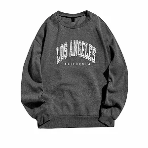 Винтажный свитшот с принтом Los Angeles, Калифорния, Backwoods Ästhetische, однотонная одежда с принтом букв, круглый вырез, графический, свободный крой, осенний комфорт, коллекция 2025 - Фото 1