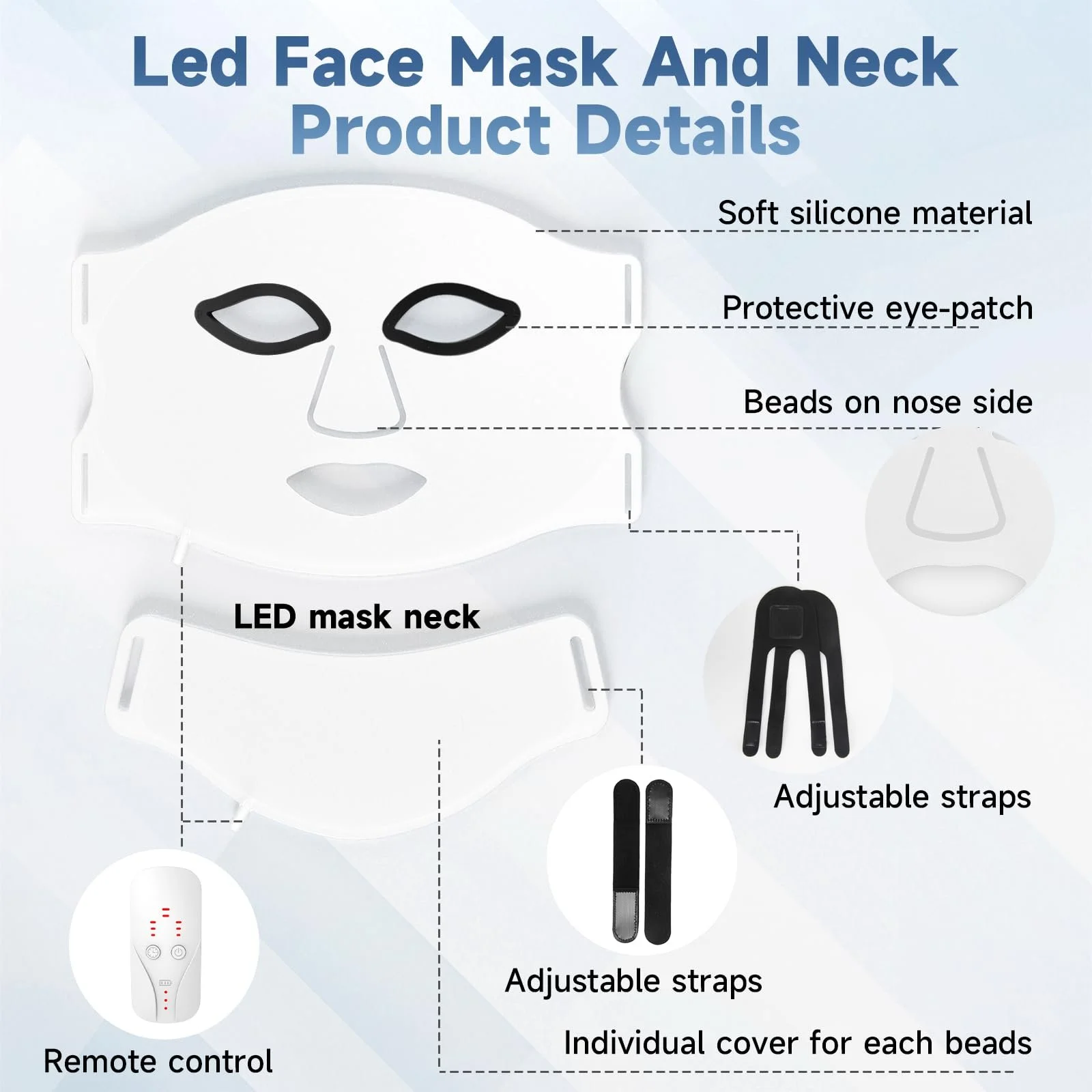 Світлодіодна маска для обличчя та шиї з 7 кольорами, фото №6