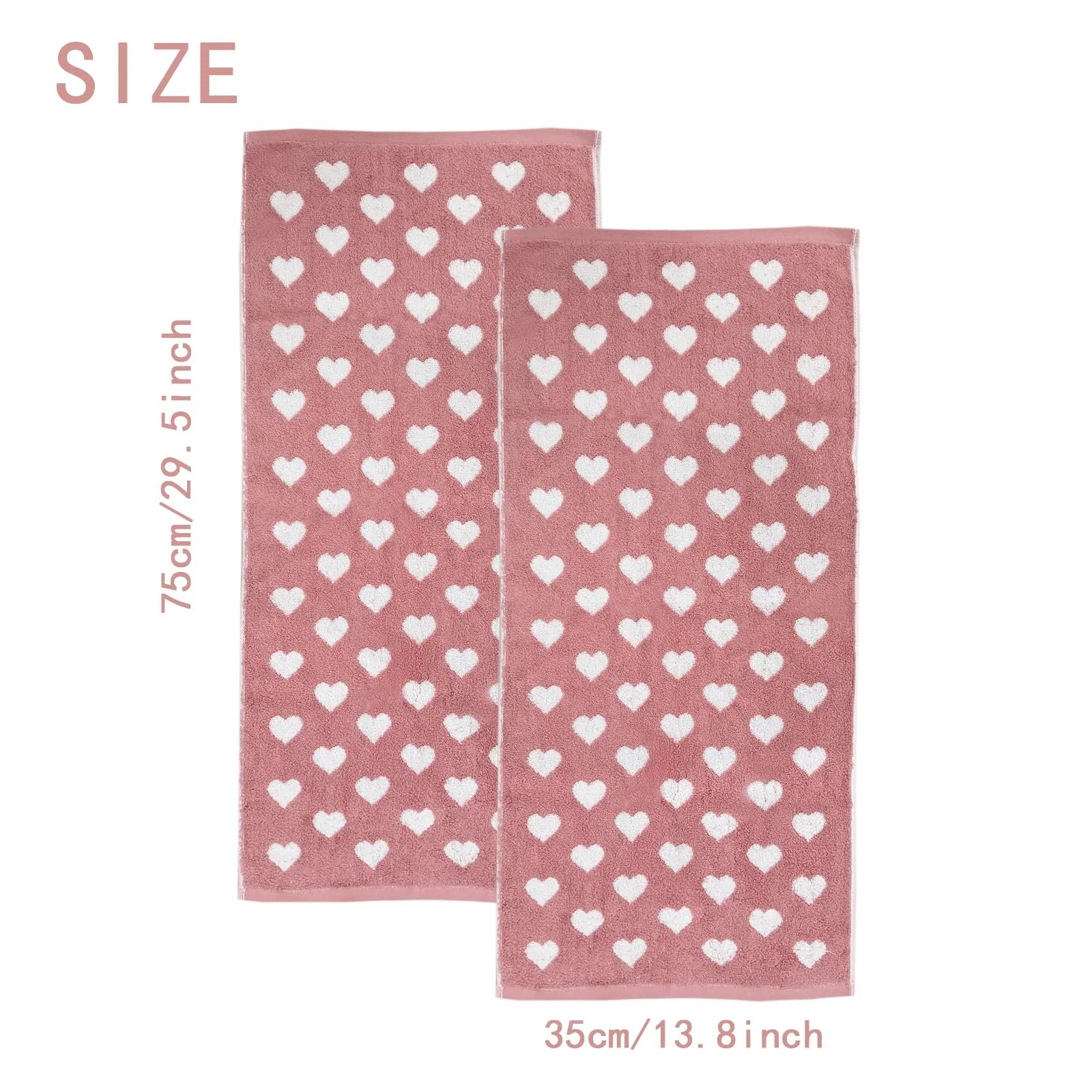 Набір рушників Lacomfy Heart Pattern 100% Cotton 2 шт 33x73 cm Pink, фото №2