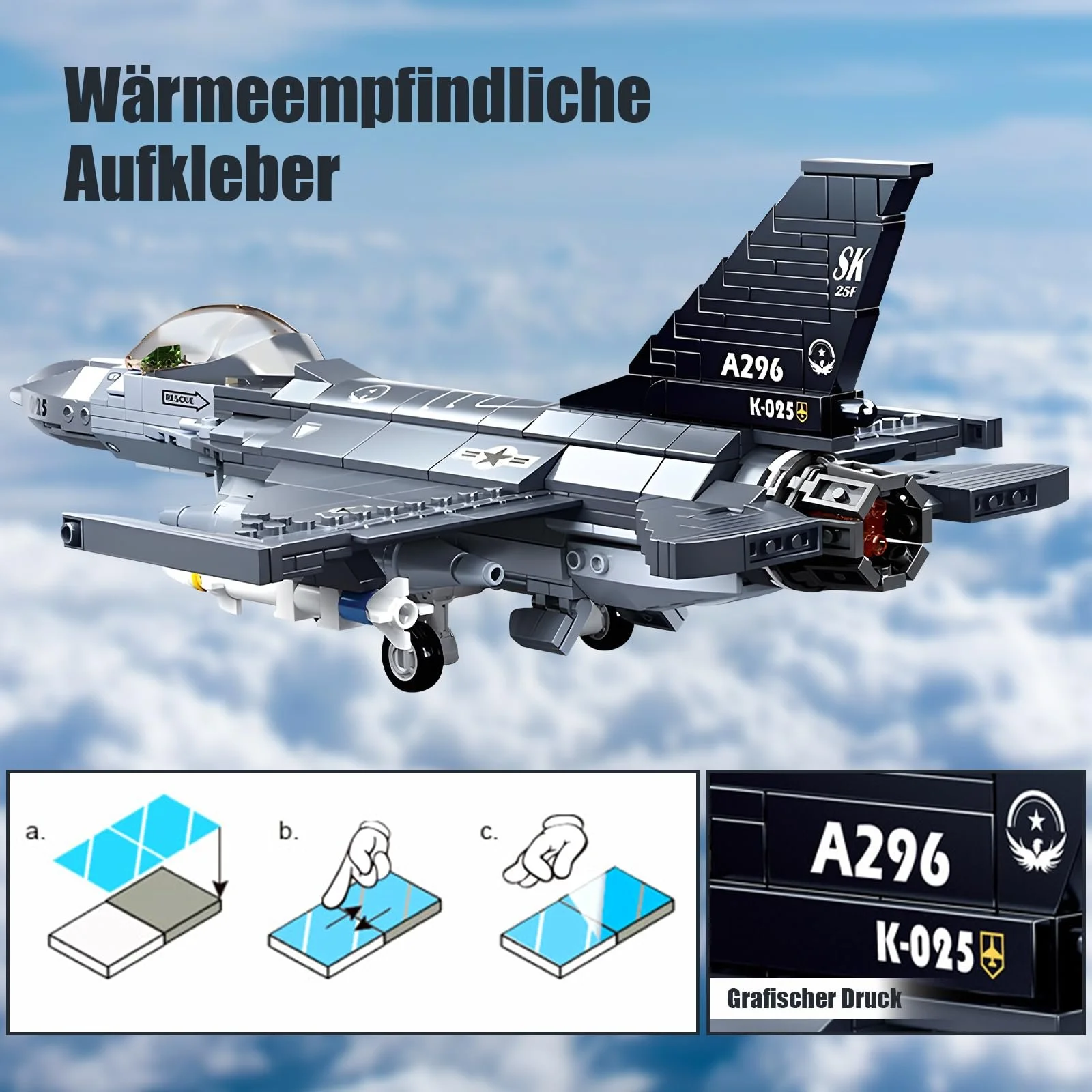 Конструктор Самолёт HIGH GODO F-16C Истребитель, Eurofighter Модель Масштаб 1:44 521 Деталь WW2 Немецкий Военный Самолёт, Подарок на День рождения от 6 лет Мальчикам или Взрослым, фото №4 Конструктор Самолёт HIGH GODO F-16C Истребитель, Eurofighter Модель Масштаб 1:44 521 Деталь WW2 Немецкий Военный Самолёт, Подарок на День рождения от 6 лет Мальчикам или Взрослым, фото №4