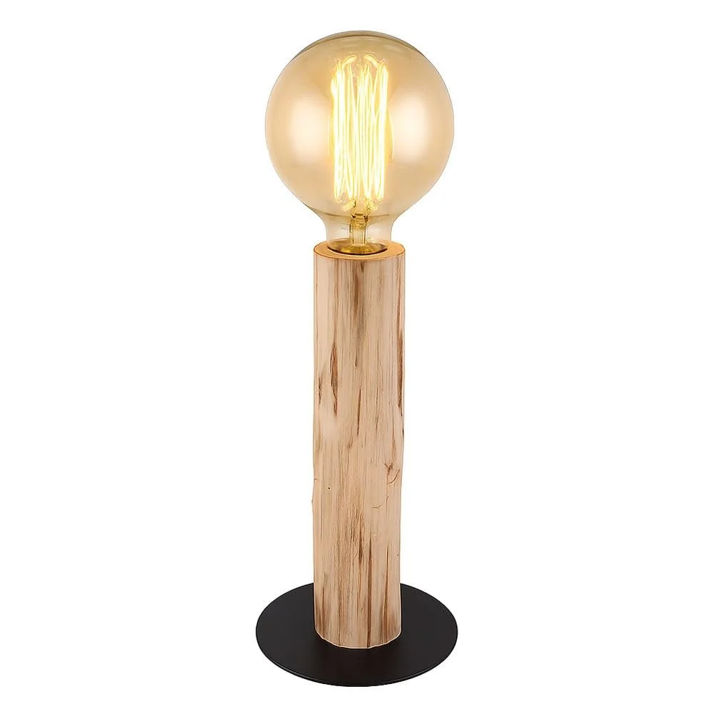 Настільна лампа Метал Дерево з вимикачем 30 см Чорний, фото №1