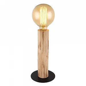 Настільна лампа Метал Дерево з вимикачем 30 см Чорний - Фото 1