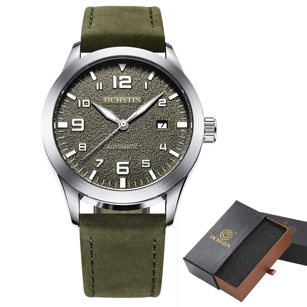 Чоловічий годинник OCHSTIN Automatic Military Date Leather Mechanical Green Ribbon, фото №7