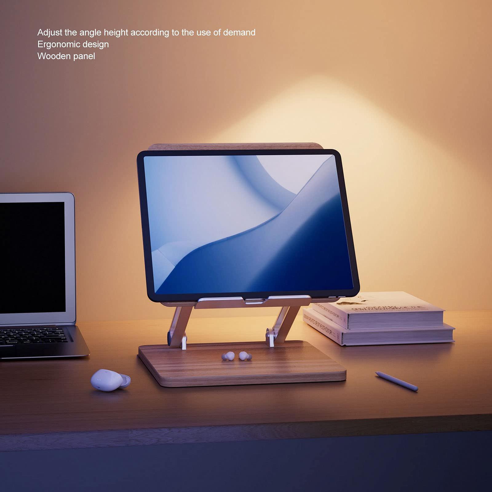 Підставка для ноутбука Дерев'яна Регульована Конструкція Алюмінієвий сплав Колір темного дерева, фото №4 Підставка для ноутбука Дерев'яна Регульована Конструкція Алюмінієвий сплав Колір темного дерева, фото №4
