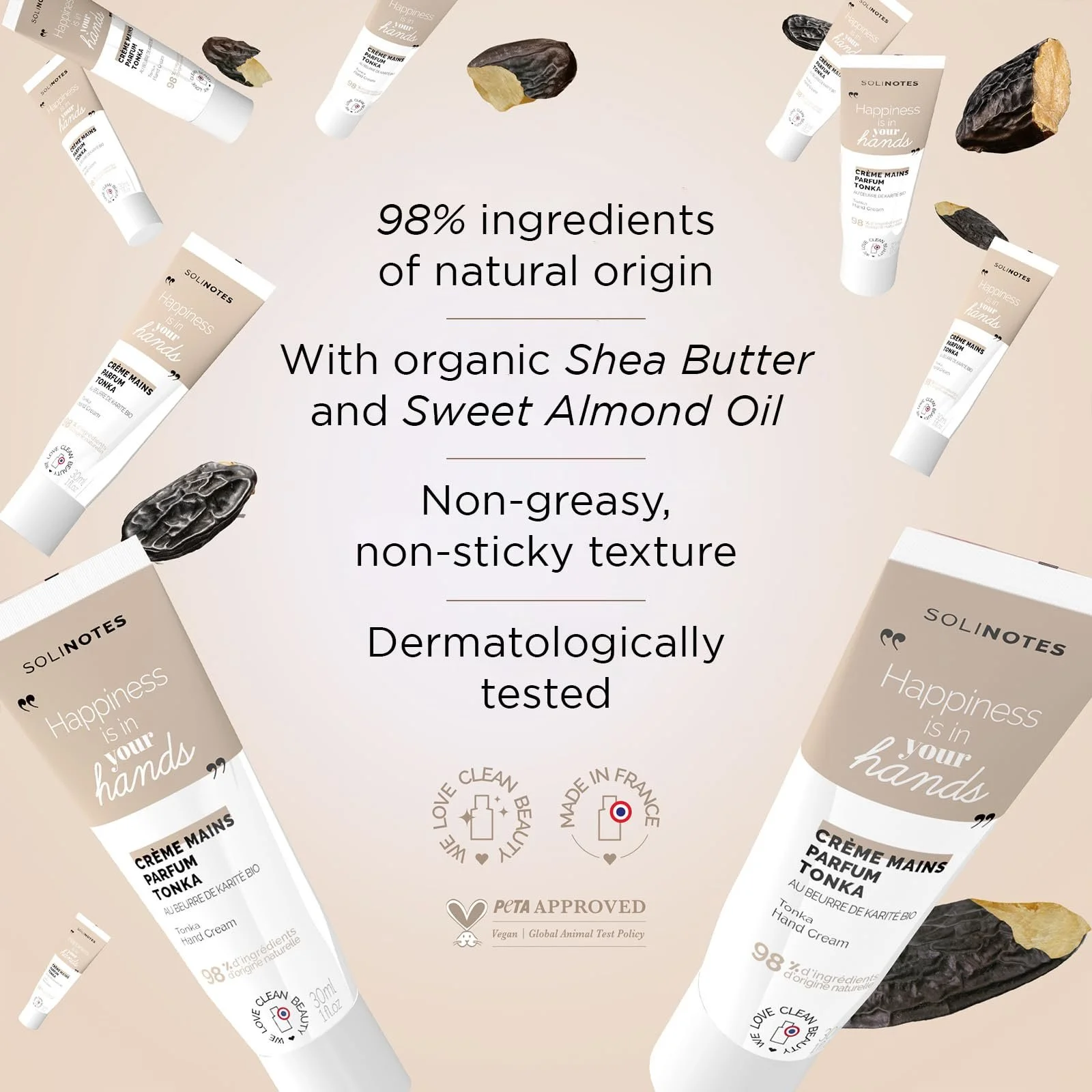 Крем для рук Solinotes Tonka Живильний та інтенсивний догляд для пошкоджених та сухих рук 30 мл, фото №3