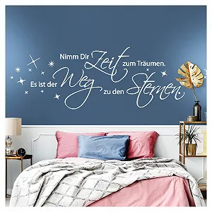 Наклейка на стіну W3261 Цитата "Nimm dir Zeit zum träumen" 130 х 38 см Біла - Фото 1