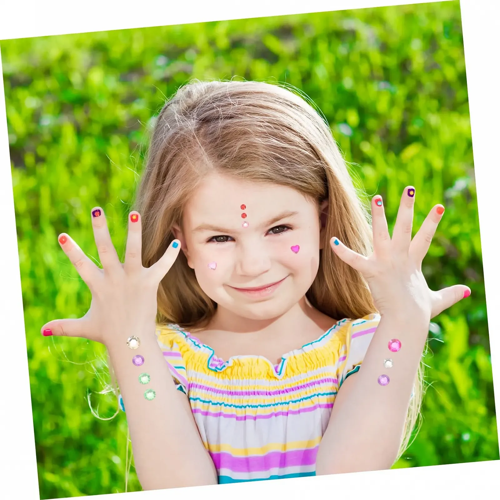 12 листов наклеек со стразами для лица, наклейки для детского макияжа, стразы, блестки для макияжа, звезды, драгоценные камни для лица, фото №9