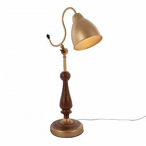 Настільна лампа 40 Вт золота ретро залізо дерево горіх мідь E26 - Фото 1
