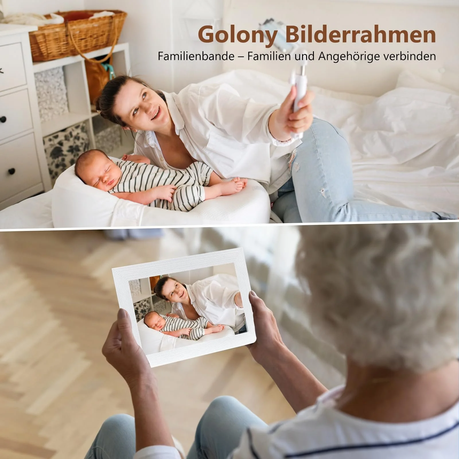 Цифровая фоторамка Golony Frameo 10.1 Inch 1280 x 800 IPS Touch Screen 16 GB WiFi White, фото №3