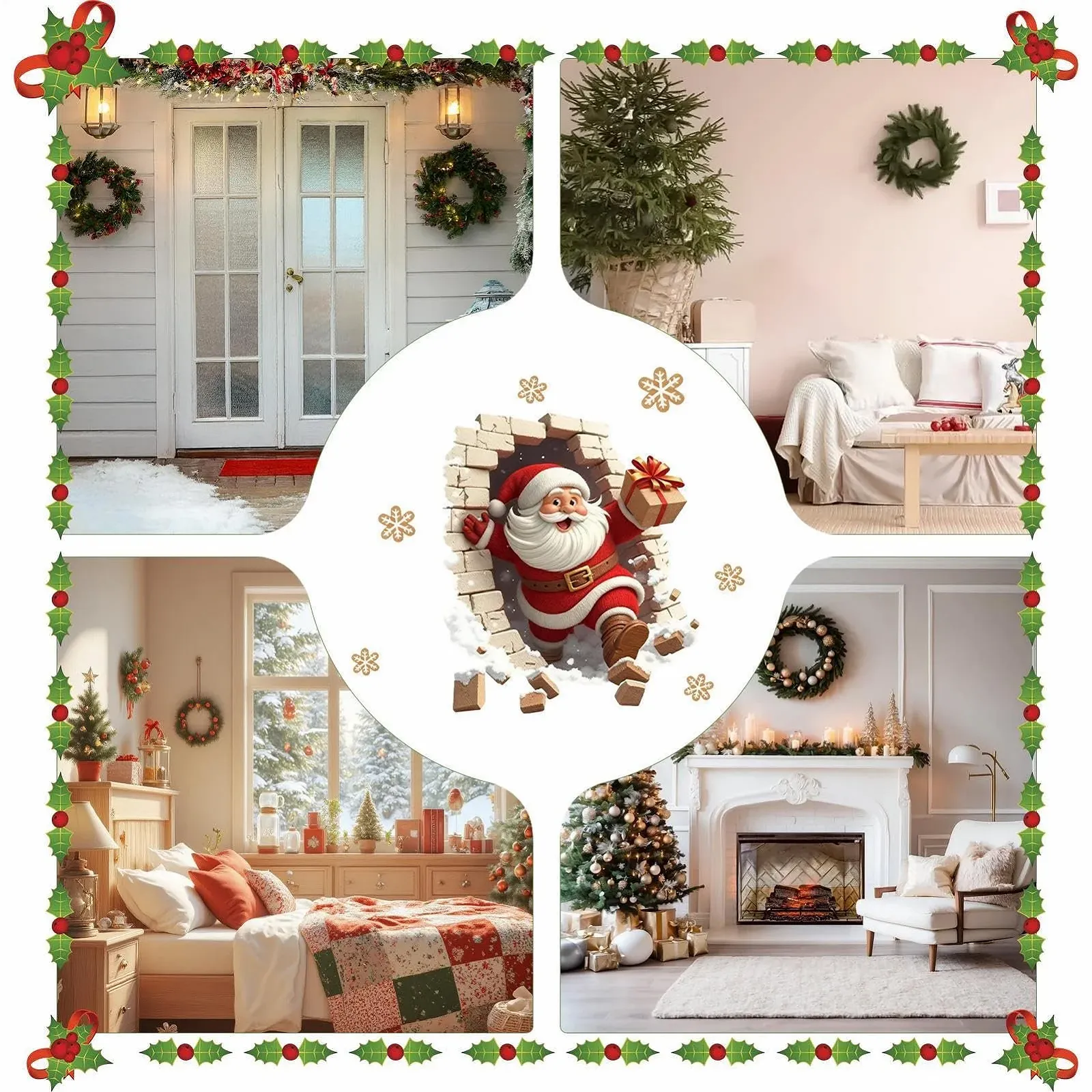 Наклейки на вікна Santa Breaks The Wall самоклеючі Різдвяний декор, фото №6 Наклейки на вікна Santa Breaks The Wall самоклеючі Різдвяний декор, фото №6