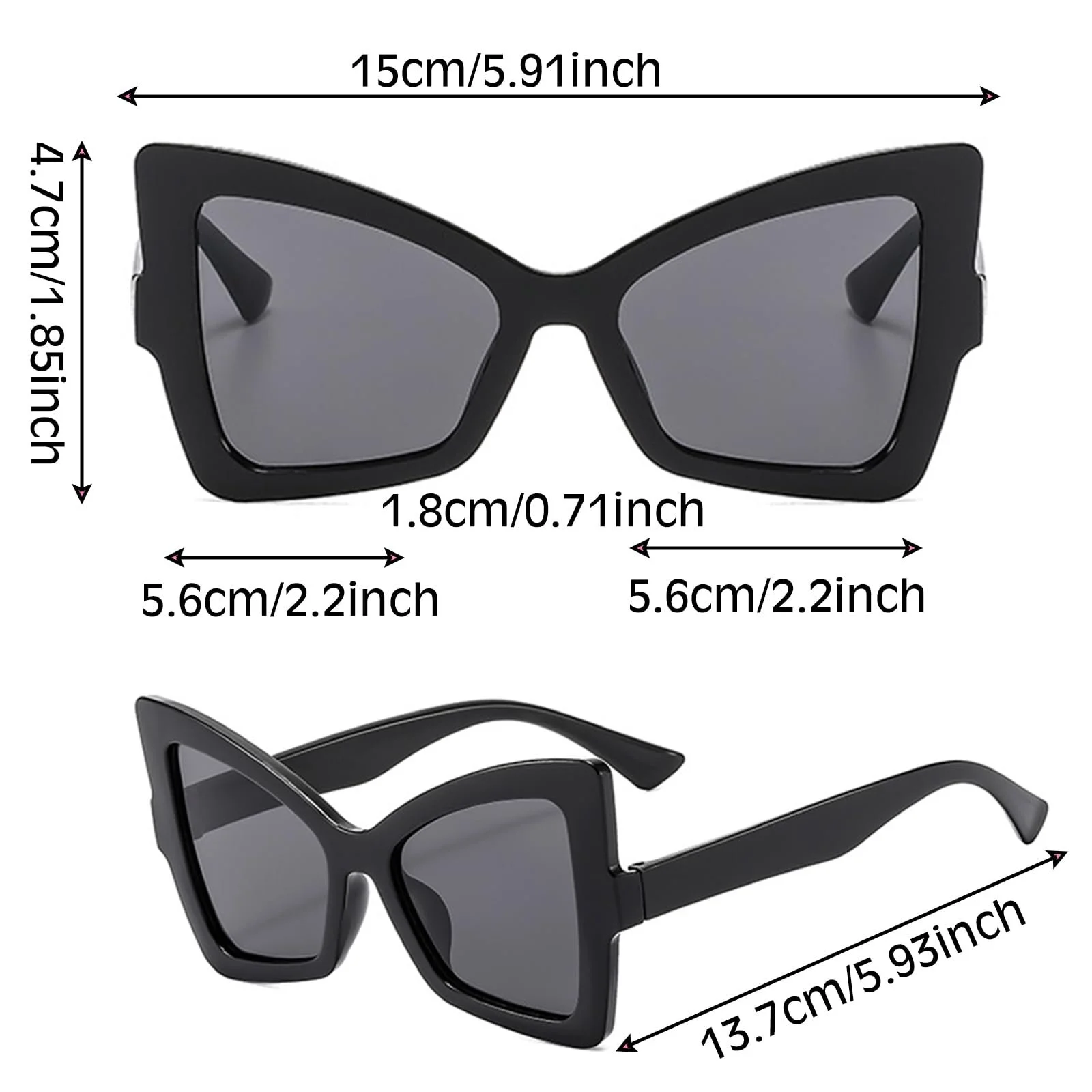 Сонцезахисні окуляри BSITSSS Комплект з 3 штук для чоловіків та жінок, великі, ретро вінтаж, чорні, леопардовий принт, фото №2