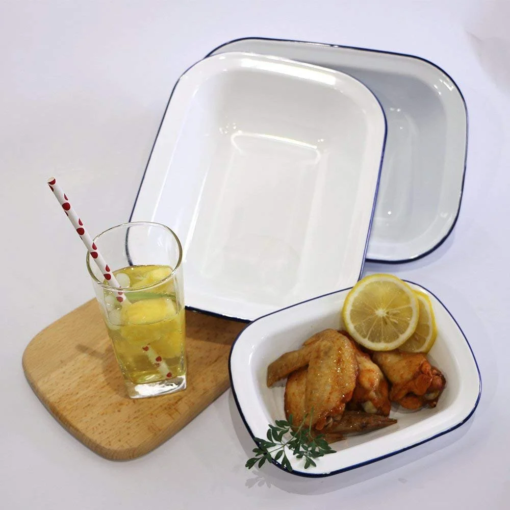 Набор форм для запекания Webake эмалированных 3 шт квадратные Бело-голубой, фото №4