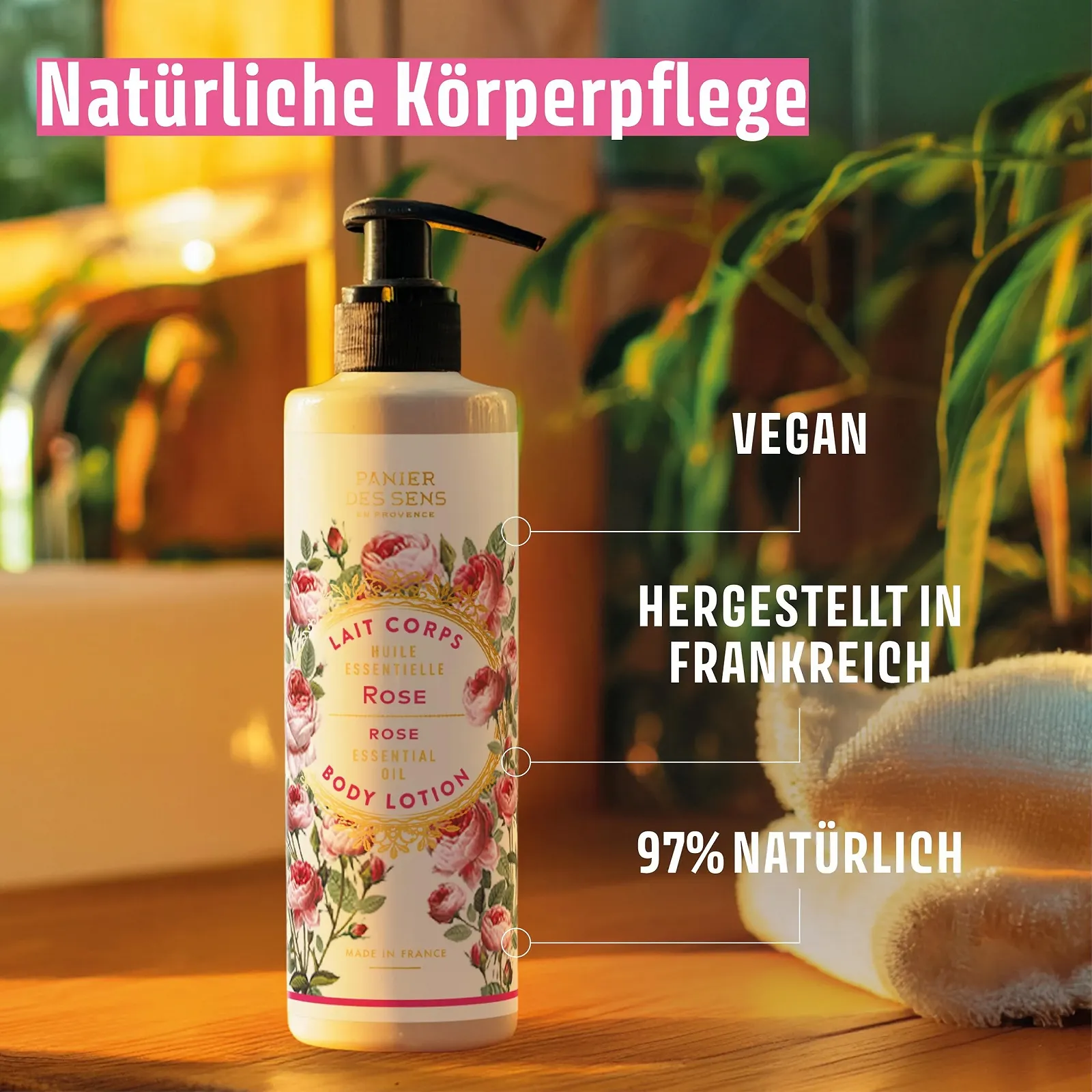 Крем для тіла Panier des Sens Rose для жінок, зволожуючий лосьйон для тіла з маслом ши та оливковою олією, 250 мл, фото №5
