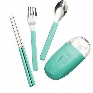 Набір столових приборів Travel з кейсом з нержавіючої сталі з ложкою виделкою та паличками для їжі багаторазовий - Фото 1