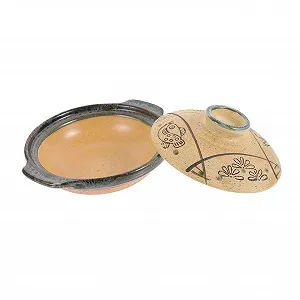 Кастрюля керамическая жаростойкая с плоским дном японский стиль для рагу и риса - Фото 1