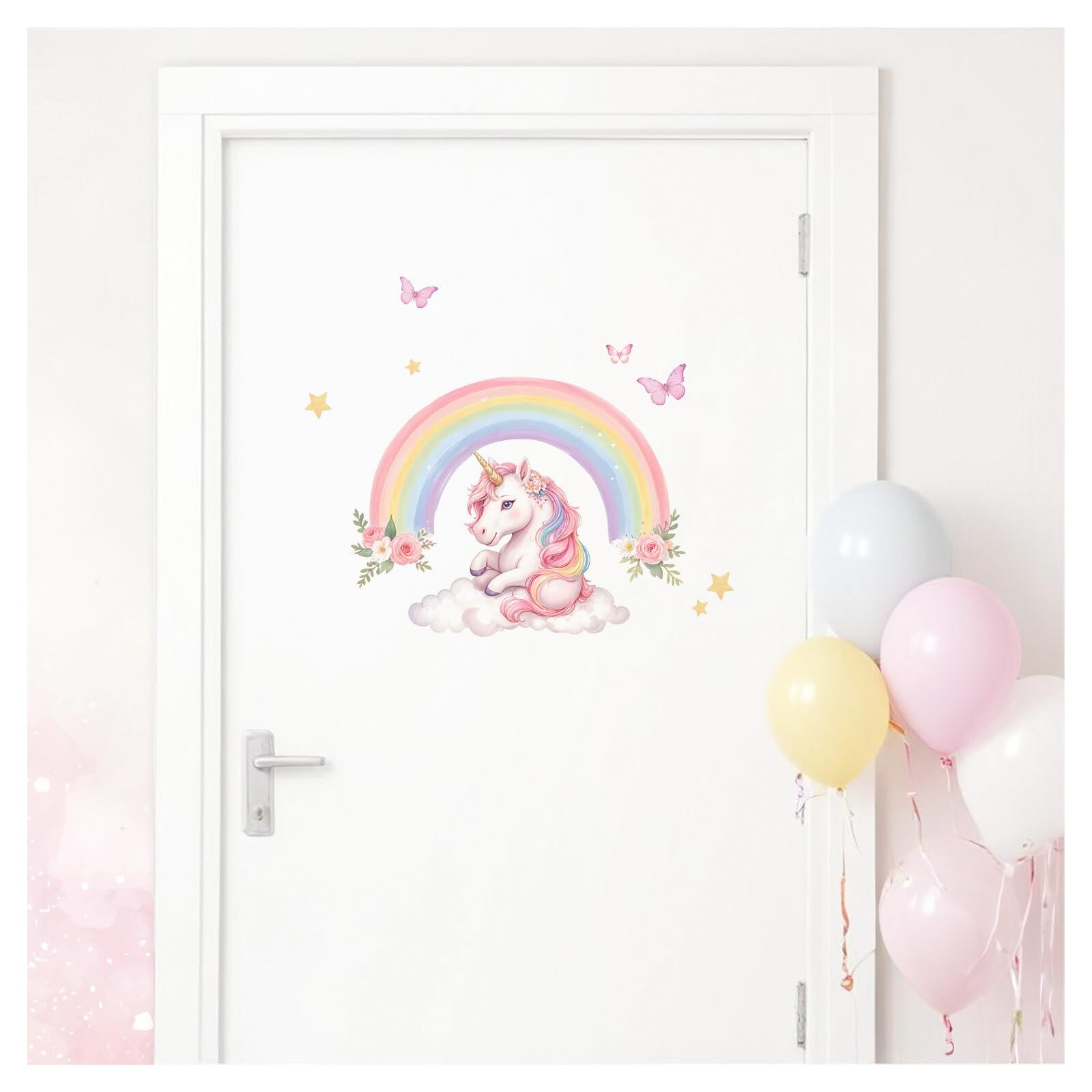 Наклейка на дверь Little Deco Радуга и единорог DL5128 без имени, фото №1
