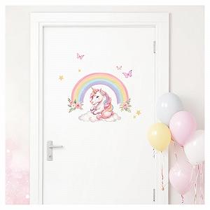 Наклейка на дверь Little Deco Радуга и единорог DL5128 без имени - Фото 1