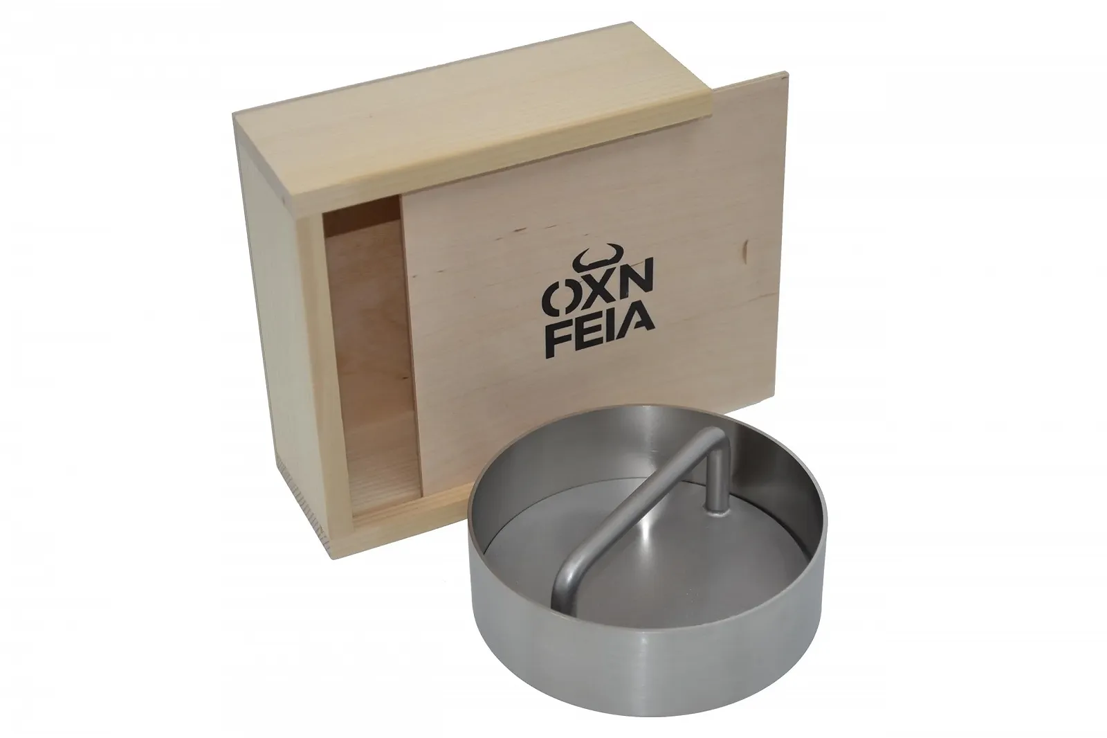 Пресс для бургеров OXNFEIA Stainless Steel Набор из 2 предметов с деревянной коробкой 11 см, фото №1
