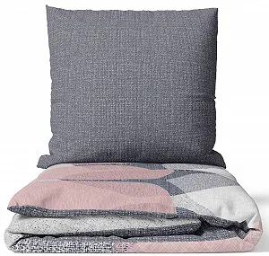 Комплект постільної білизни Leonado Vicenti Circles 4 шт. бавовна ранфорс 155 x 220 см на блискавці рожево-сірий - Фото 1