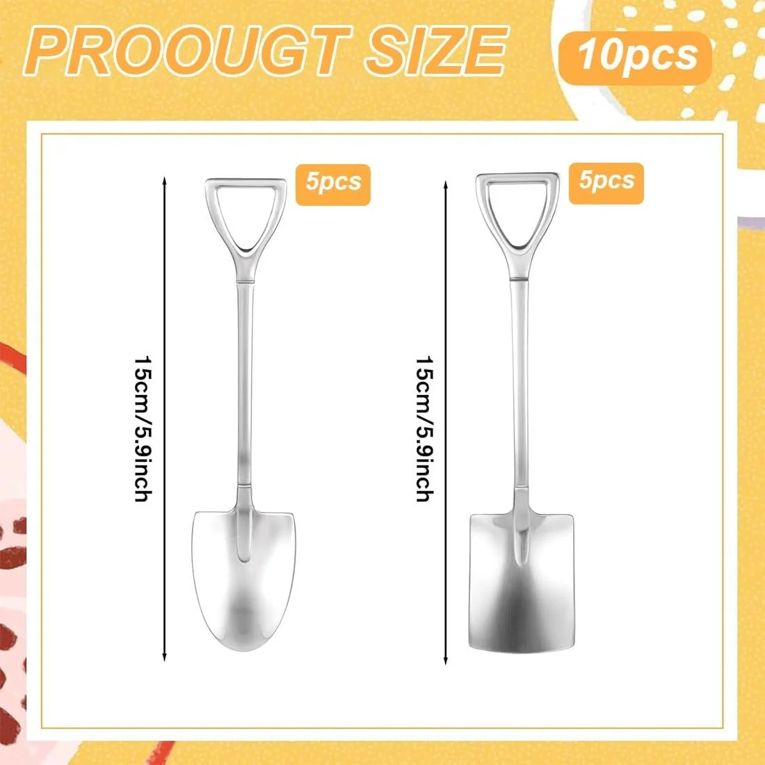 Ложка-вилка Spade из нержавеющей стали, креативная ложка для десерта, кофейная ложка, ложка для мороженого, вилка для торта, ложка-вилка в форме лопаты, инструменты для смешивания, ложка для эспрессо для вечеринок и ресторанов, 10 шт, фото №4