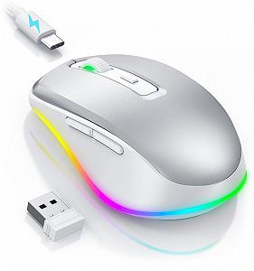 Миша бездротова Seenda, LED, перезарядна, з Mouse Jiggler, тиха, 2.4G USB, 2000 DPI, біла - Фото 1