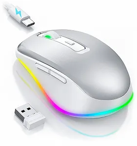 Миша бездротова Seenda, LED, перезарядна, з Mouse Jiggler, тиха, 2.4G USB, 2000 DPI, біла - Фото 1