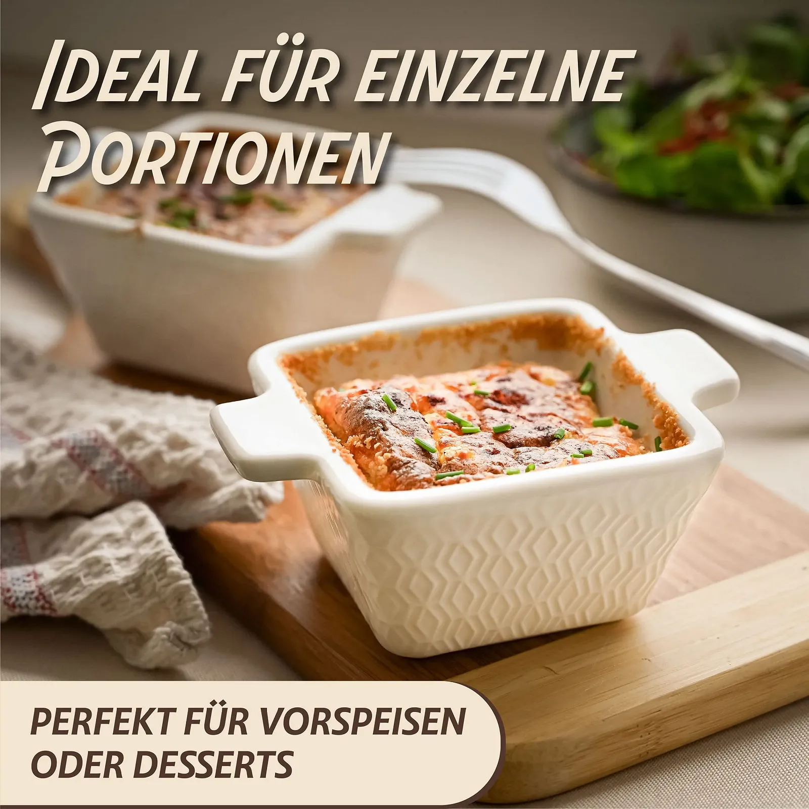 Формы для суфле Praknu набор из 4 шт керамические розовые 280 мл квадратные, фото №2